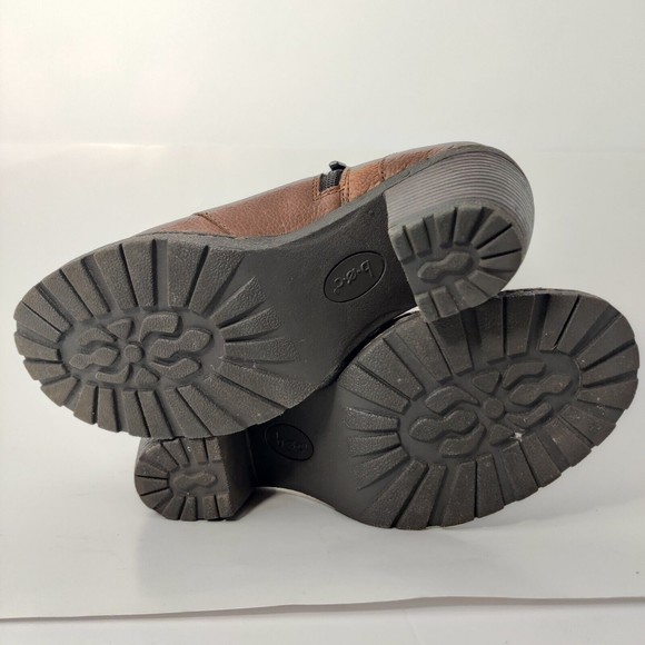 Born Concept BOC Brown Leather Booties Shoes Slip On High Heel Womens 8.5 M/W - Picture 9 of 10